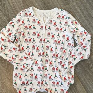 Roller Rabbit womens XS Pima cotton Festive gnome Pajama lounge Top